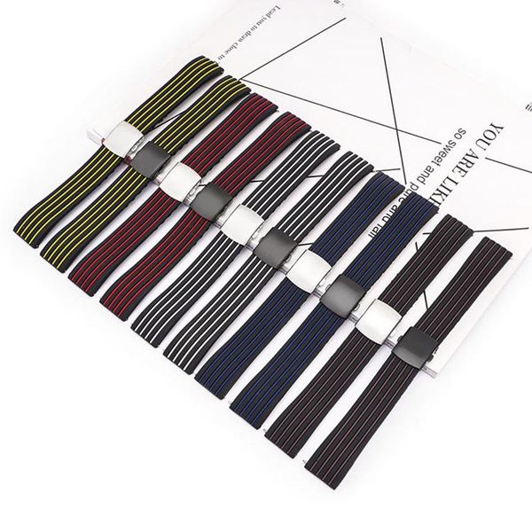 

watch bands 18 20mm 22mm 24mm silicone strap sport smart bracelet for samsung galaxy 45mm huawei gt double color watchband, Black;brown