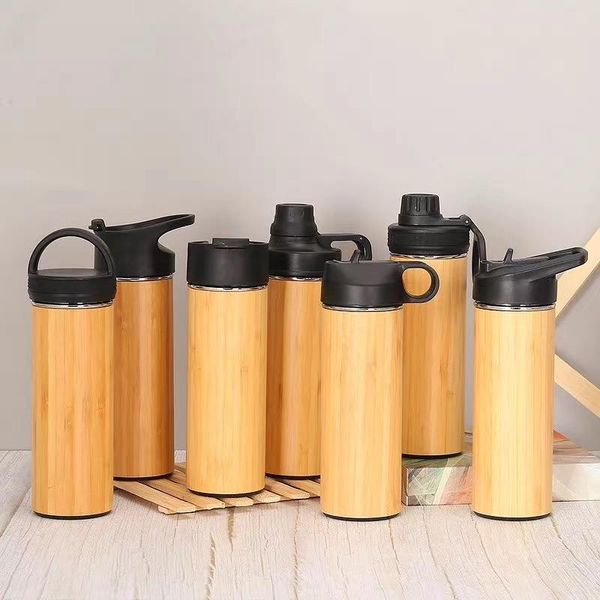 

water bottles bamboo tumbler with lids, thermo flask in stocks