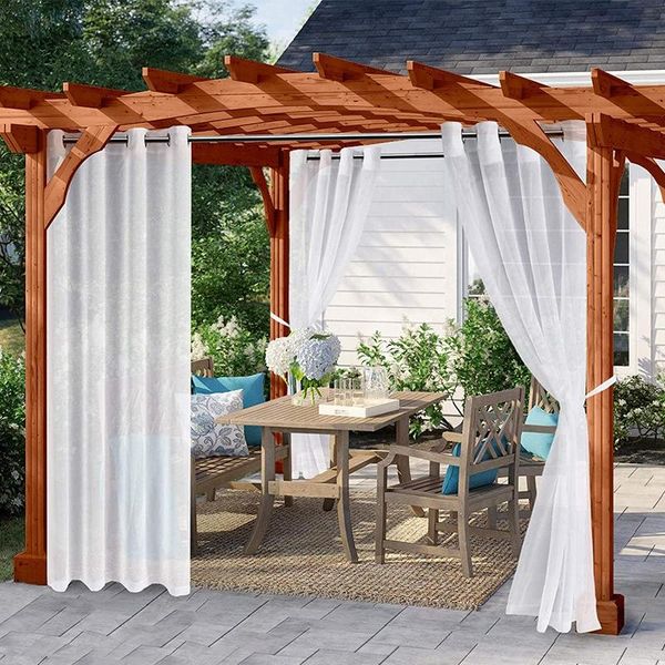 

curtain & drapes outdoor for patio gazebo waterproof curtains blackout outside white porch sheer fit beach garden decoration