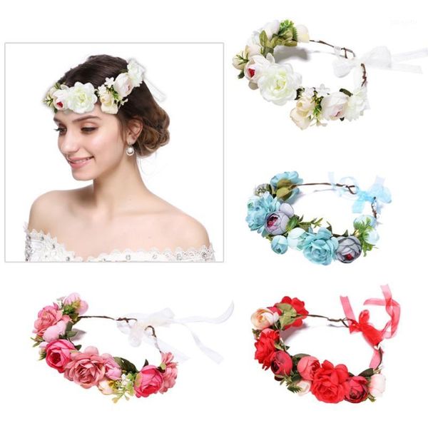 

mism boho bridal headband fabric flowers crown wreath garlands wedding floral hair accessories for womens diademas para mujer1