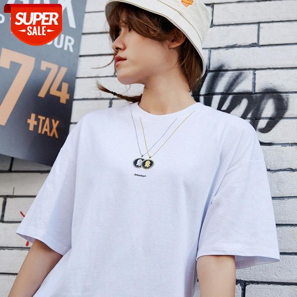 

bergamot necklace european and american street fashion brand hiphop shirt female ins hip-hop clothes male short-sleeved t-shirt trend #ov2q, White;black
