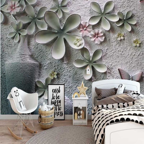 

milofi 3d custom wallpaper five petal flower vase illustration wallpapers
