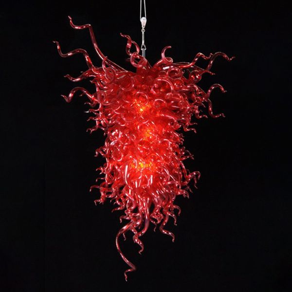 Lampada moderna grande colore rosso moderno lampadari illuminazione a mano lampade a sospensione in vetro soffiato a mano luci a LED per soggiorno arredamento artistico 60 di 120 cm