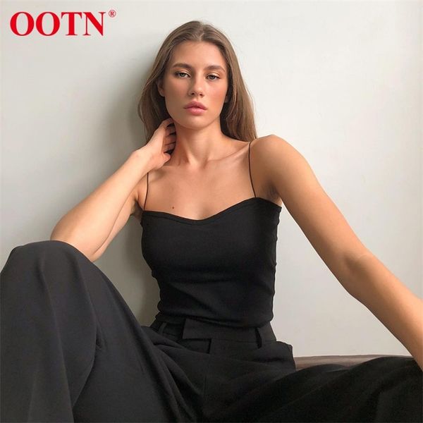 

ootn black spaghetti strap cami female summer camisole ladies casual knitted sleeveless crop women white camis 210401