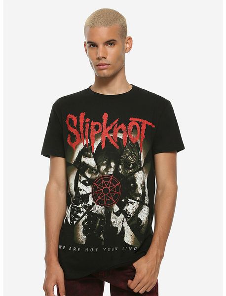 

slipknot we are not your kind mask split t-shirt, White;black