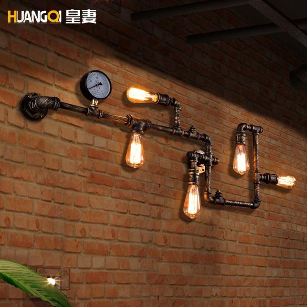 

wall lamp loft vintage water pipe sconce american industrial light fixtures bar coffee home decor apliques pared