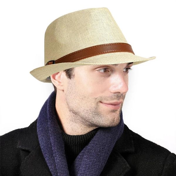 

wide brim hats 2021 beach hat straw fedora jazz gentleman cap casual sunbonnet panama sombrero with belt, Blue;gray