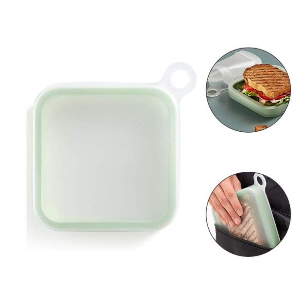 

dinnerware sets portable reusable silicone lunch box sandwich toast case storage fresh-keeping container easy clean markable use for sc