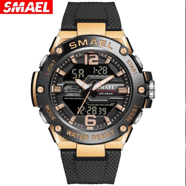 

wristwatches fashion men watch sport clock 50m waterproof led digital auto date satch alarm clocks 8033 men's casual watches, Slivery;brown