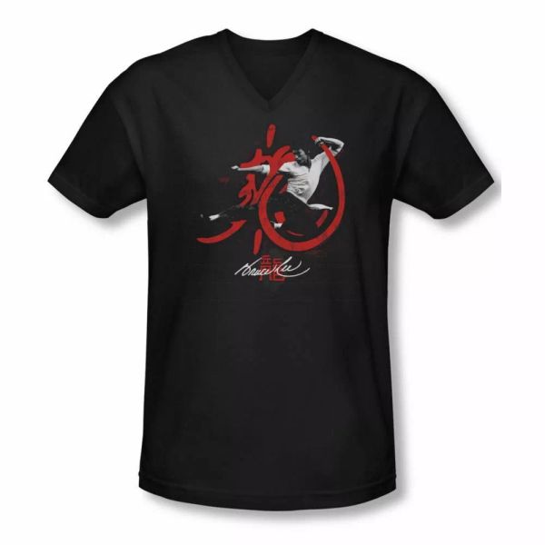 

bruce lee high flying v neck t-shirt sizes- s-2x new, White;black