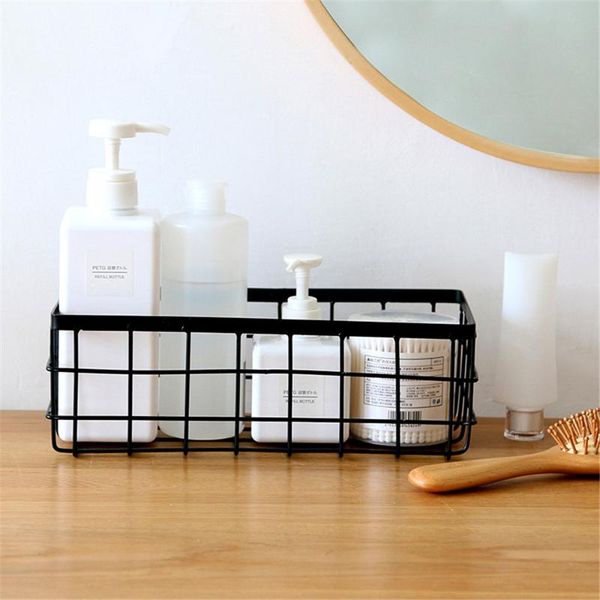

storage baskets metal basket deskcosmetic sorting organizer kitchen seasoning jar box sundries finishing iron