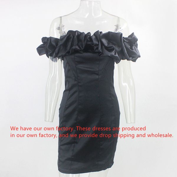 

2021cosygal 2021 ruffles off shoulder satin dress women party night clubwear bodycon dresses elegant autumn winter white dress, Black;gray