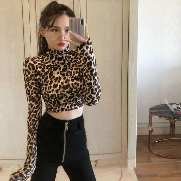 

women's t-shirt spring and autumn short leopard print 1139, White