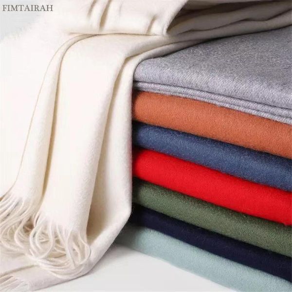 

scarves women winter 100% real wool scarf for ladies pashmina shawls wraps echarpe 2021 thick warm soft solid tassel foulard, Blue;gray