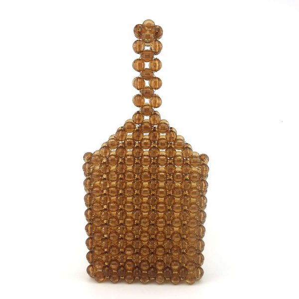 

brown plastic bead hand woven bag, boutique women's handbag, 2 colors available