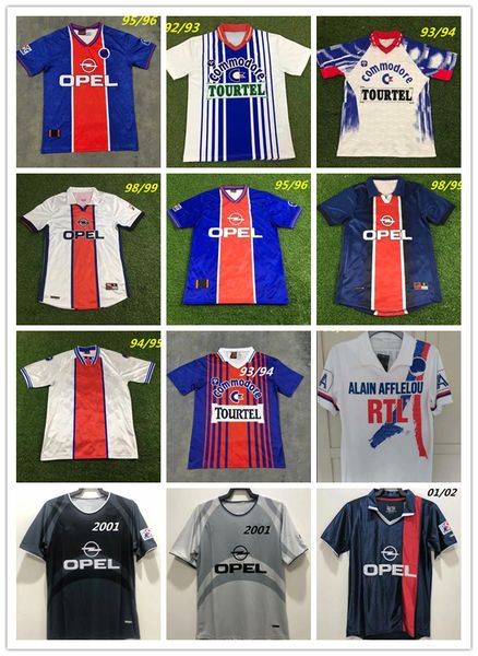 Paris Retro psg  Jerseys 90 91 92 93 94 95 96 98 99 Anelka Okocha Weah Soccer Jersey 2001 2002 Camicia da calcio classica 2003