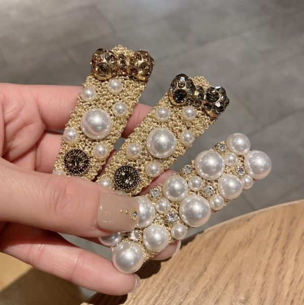 

hair clips & barrettes 2022 fashion accessories bowknot rhinestone hairpin pearl mori female temperament bb clip broken hairtail, Golden;silver