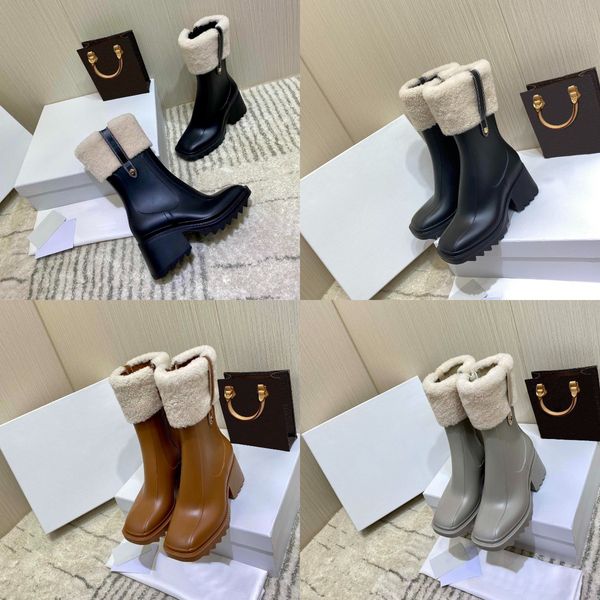 

classic winter women designer wool boots cowhide leather high heeled fashion diamonds lady thick heel martin boot est size 35-40, Black