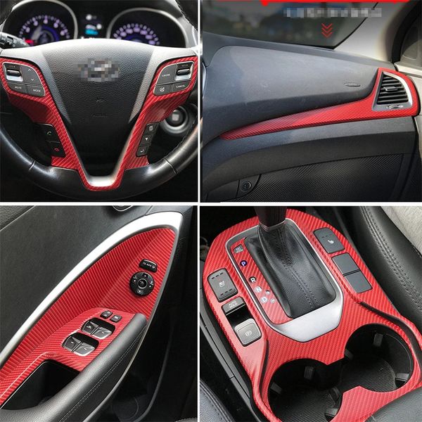 Para Hyundai Santafe IX45 2013-2019 Interior Controle Central Painel Porta da porta de fibra de carbono Decalques Decalques de estilos de carro Acessorie