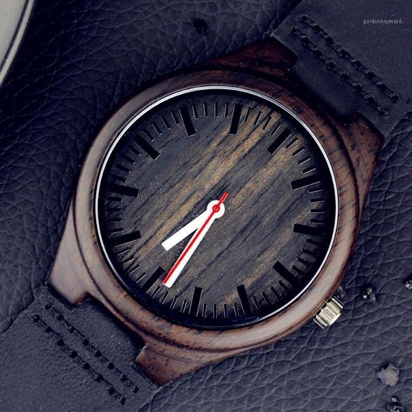 

wristwatches 2021 festival memorial day gift enmex dark colour bamboo wristwatch work of art handmade natural wood quartz watches, Slivery;brown