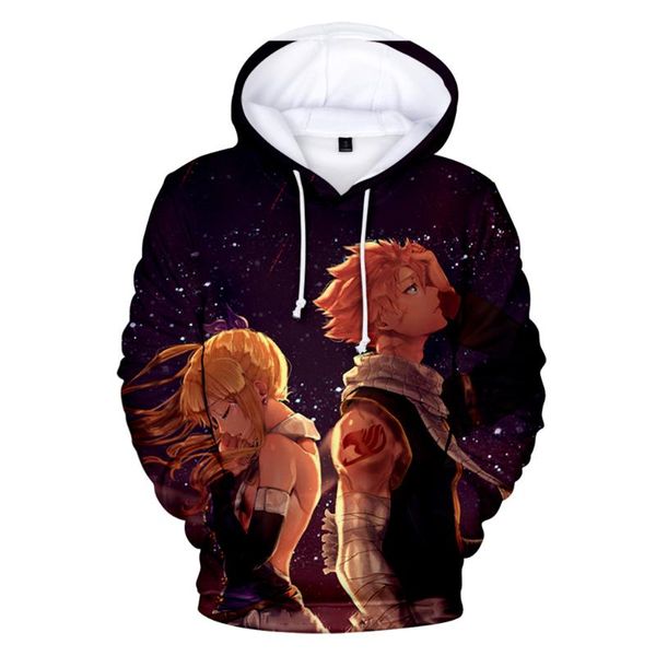 

men's hoodies & sweatshirts fairy tail anime 3d men/women fashion youthful vitality pullover hooded the punk style clothes kids hoody, Black