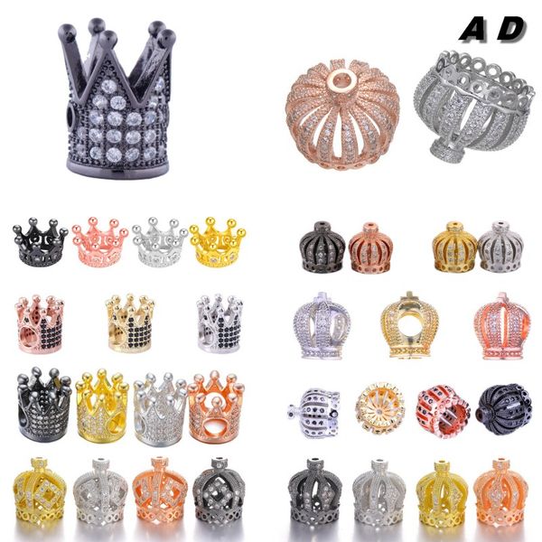

classic multiple gold silver gun metal plated micro pave crown charms for bracelet and necklace making, Bronze;silver