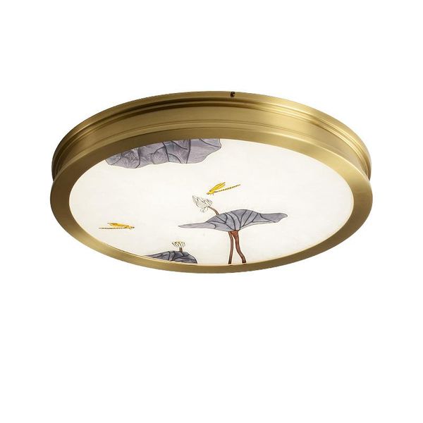 

chinese style creative bedroom study tea room lotus leaf copper warm and simple enamel ceiling lamp lights