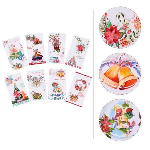 

greeting cards 8 pcs lovely cartoon two-fold merry christmas party supplies message blessing card for friends