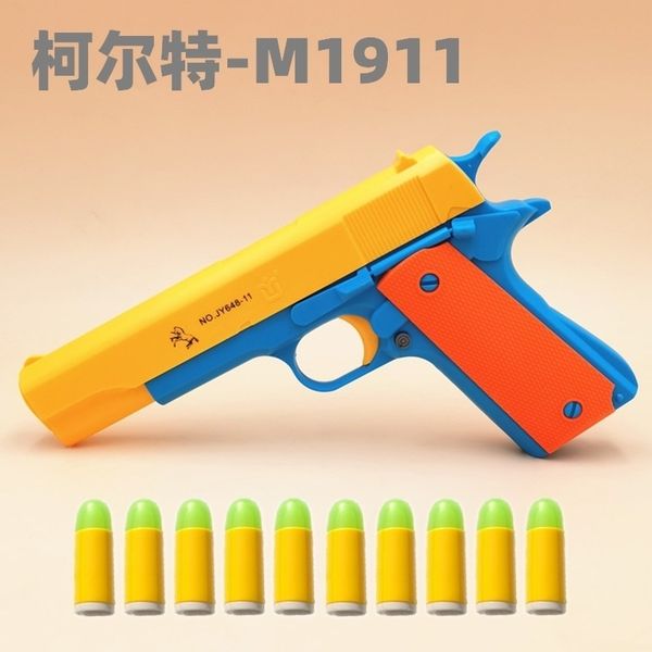 

children's colt gun semi automatic ejection simulation plastic soft bullet pistol model outdoor shooting toys