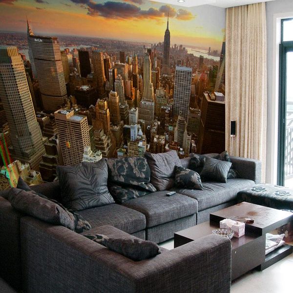 

wallpapers drop custom 3d mural wallpaper york city evening landscape sofa background po art wall painting