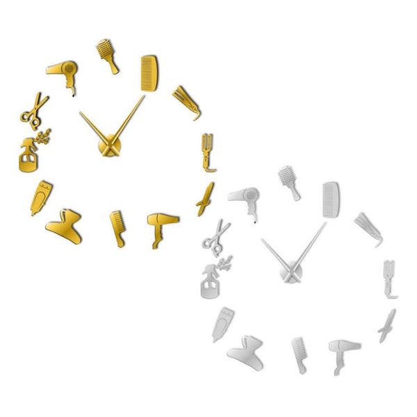 

wall clocks creative diy barber tool pattern clock simple design watch for home bedroom livingroom dormitory deskdecoration