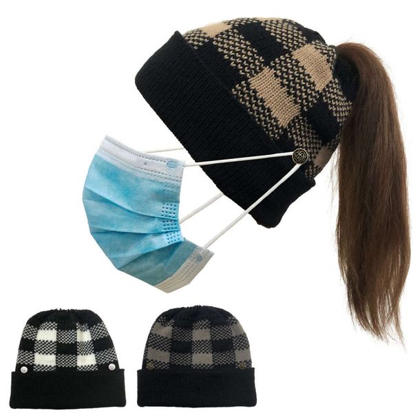 

hang buttons can masks beanie hats for women horsetail mutsen bonnet chapeau femme cap gorras para mujer caps gorros, Blue;gray
