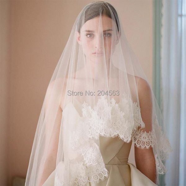 

bridal veils one-layer lace wedding veil romantic without comb, Black