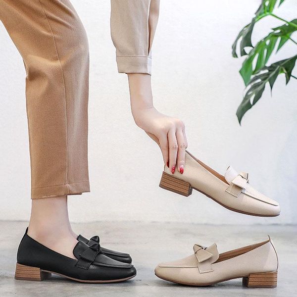 

dress shoes designer women pumps slip on mule square toe low heel casual bowtie wooden block heels footwear, Black