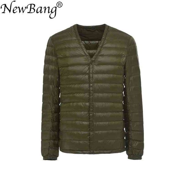 

newbang brand men's ultra light down et men slim windproof portable v neck lightweight coat warm liner, Black;white