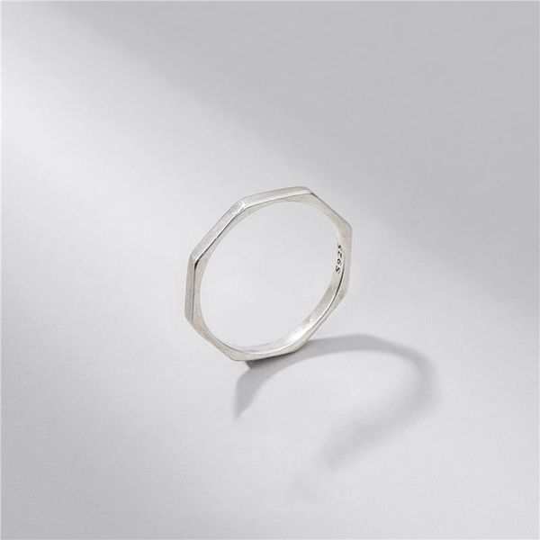 

sodrov s925 sterling silver polygon ring female style trend student geometric art size hk 12 15 cluster rings, Golden;silver
