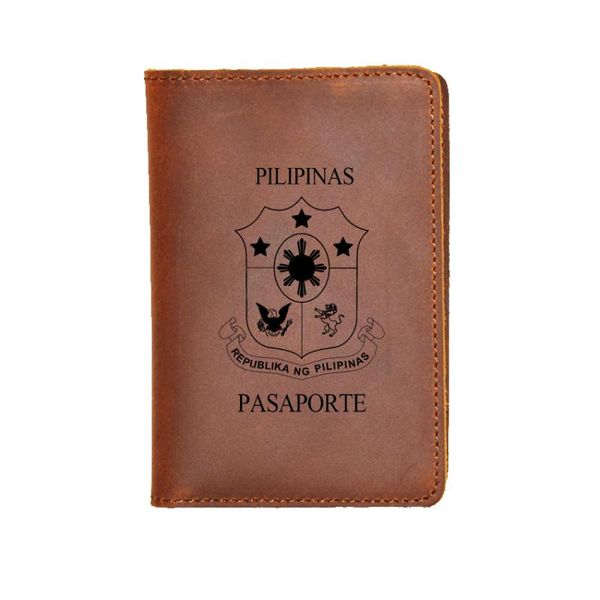 

card holders philippine passport travel wallet 100% cowhide leather cover engrave case functional id, Brown;gray