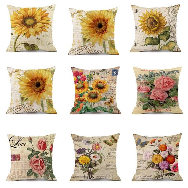 

cushion/decorative pillow home sofa case sunflower printing 45 x 45cm throw cover square cases settee decor drop