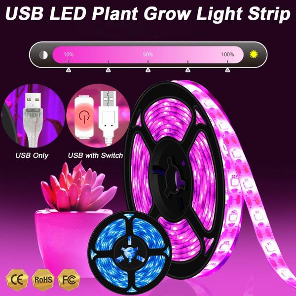 

grow lights 5v led phyto lamp usb light strip 0.5-3m smd2835 plants flowers greenhouse cultivo hydroponic tape seed