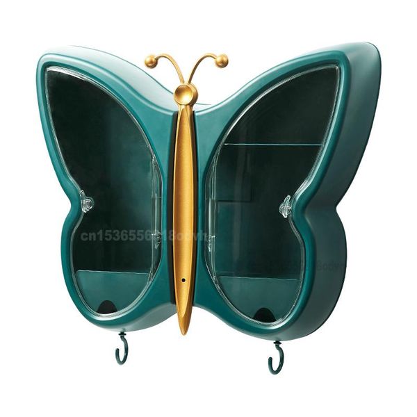 

storage boxes & bins butterfly shape wall-mounted makeup organizer punch-jewelry cosmetic box women skin care beauty shelf