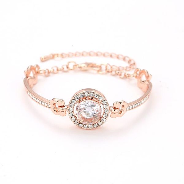 

link, chain luxury fashion easy to match bracelet lady cubic zirconia gifts for ladies couples, Black