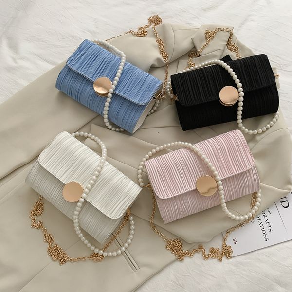 

evening bags ladies slanting across one shoulder dinner women holding small leisure pleated pearl chain tide