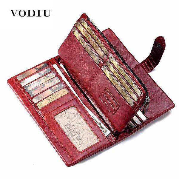 

womens genuine leather wallet slim purse vintage culutch phone bag long carteras female coin women wallets, Red;black