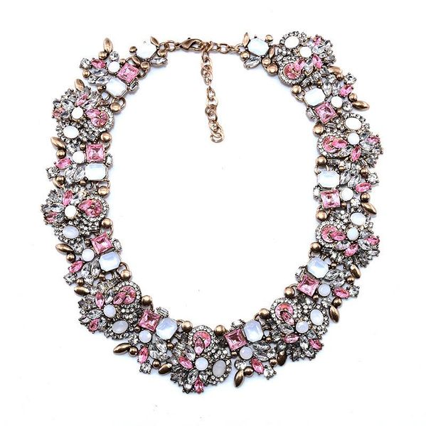 

chokers big brand crystal necklace for women wedding party statement short clavicle chain boho jewelry gifts, Golden;silver