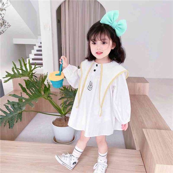 Frühling Ankunft Mädchen Langarm Cartoon Kleid Kinder Koreanische Design Tops Kleidung 210528