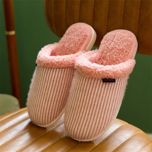 

slippers women winter fur couple cotton warm plush ladies indoor home shoes female house shoe flats, Black