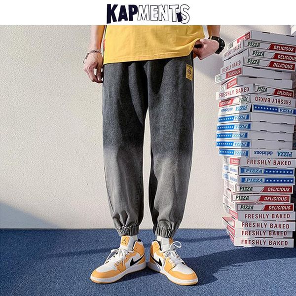 

men's jeans kapments men patchwork vintage baggy pants 2021 mens harajuku casual streetwear denim trousers male kpop punk jean joggers, Blue