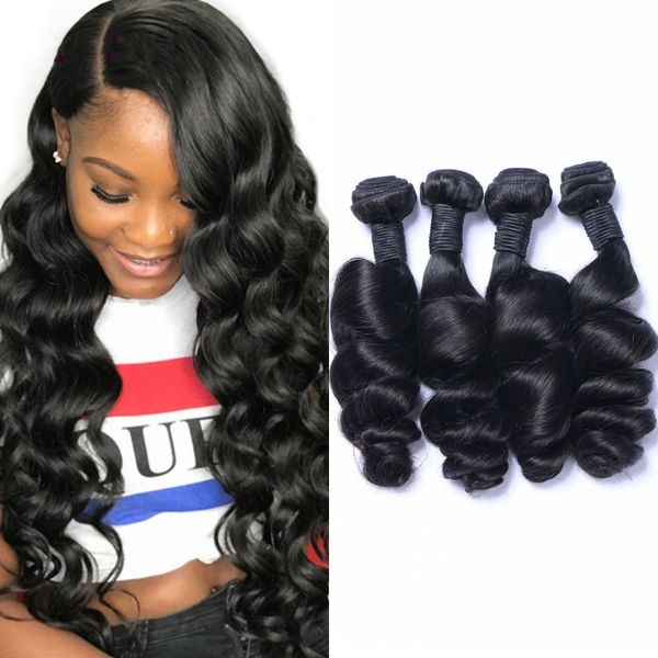 

loose wave bundles 6a mongolian human hair bundle wefts non remy 3 4 pcs lot natural black unprocessed hair extensions