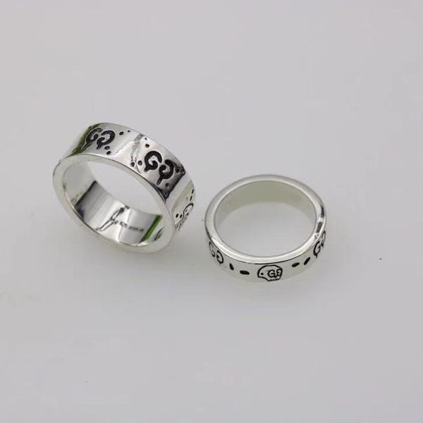 

s925 whole body hole head couple's simple ring, Silver