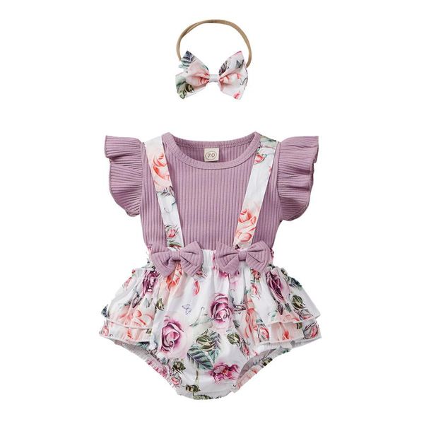 

clothing sets summer baby girl clothes for borns outfits sleeveless bow flower shorts with headband cute born, White